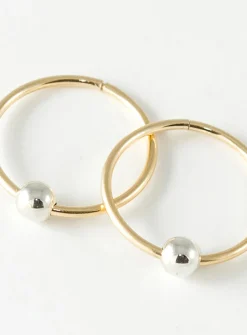 Two-tone sleeper hoop earrings
