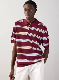 Two-tone stripe piqué polo