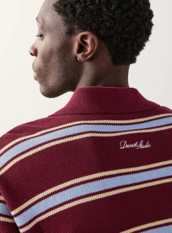 Two-tone stripe piqué polo