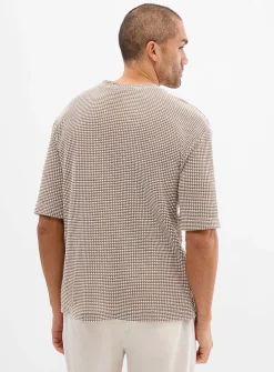 Two-tone waffle jacquard T-shirt