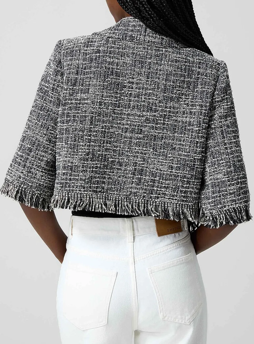 Ultra-cropped tweed blazer