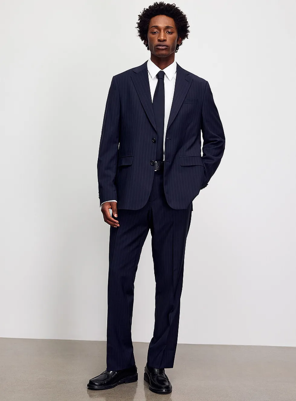 Ultra-fine banker-stripe suit