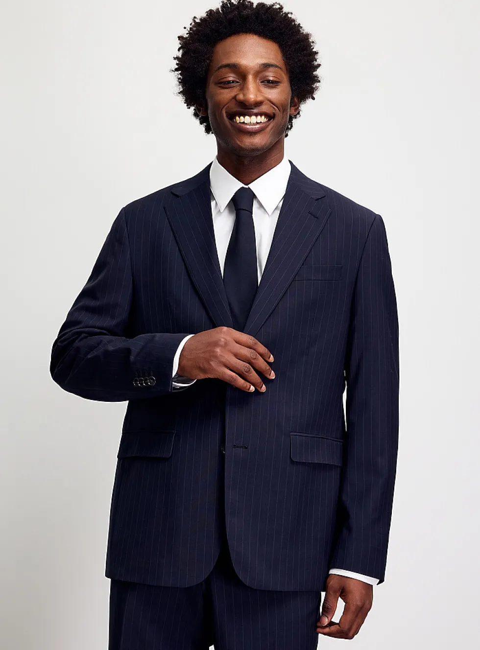 Ultra-fine banker-stripe suit