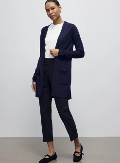 Ultra-fine knit long open cardigan