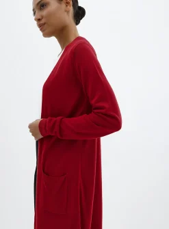 Ultra-fine knit long open cardigan