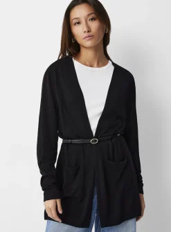 Ultra-fine knit long open cardigan