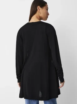 Ultra-fine knit long open cardigan