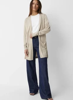 Ultra-fine knit long open cardigan