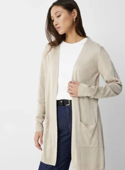 Ultra-fine knit long open cardigan