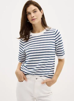 Ultra-soft embossed-stripe sweater