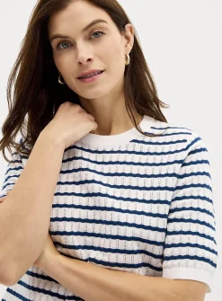 Ultra-soft embossed-stripe sweater