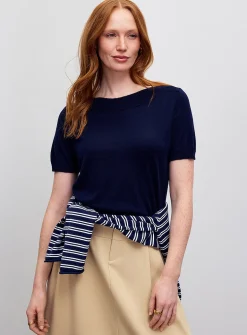 Ultra-soft ribbed boat neck sweater