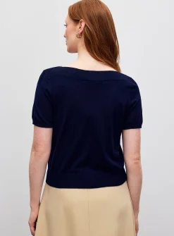 Ultra-soft ribbed boat neck sweater