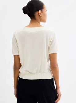 Ultra-soft ribbed boat neck sweater