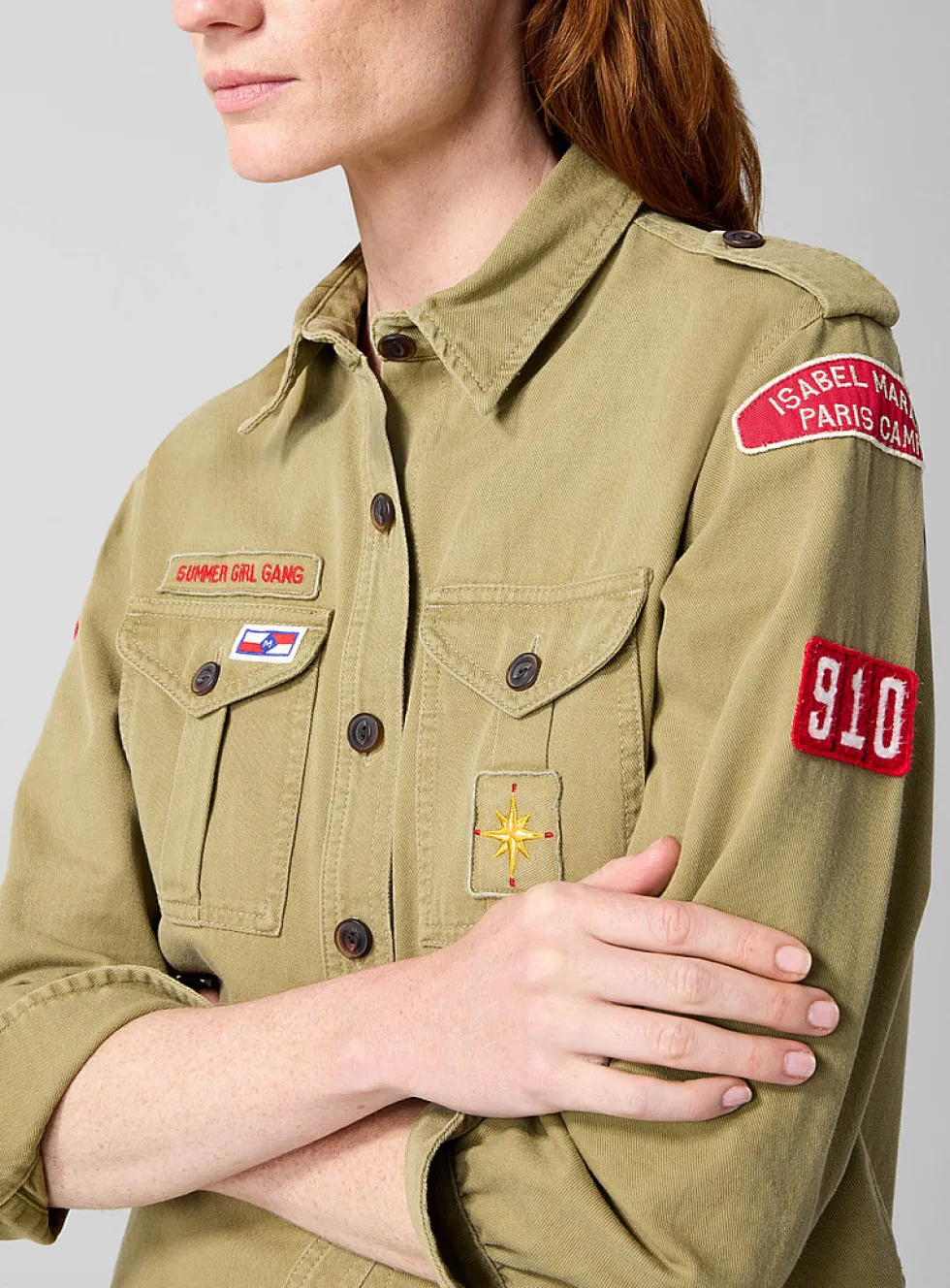 Umberta patches khaki shirt