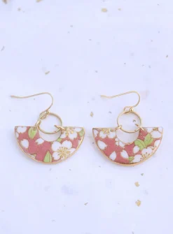 Umehana porcelain fan earrings