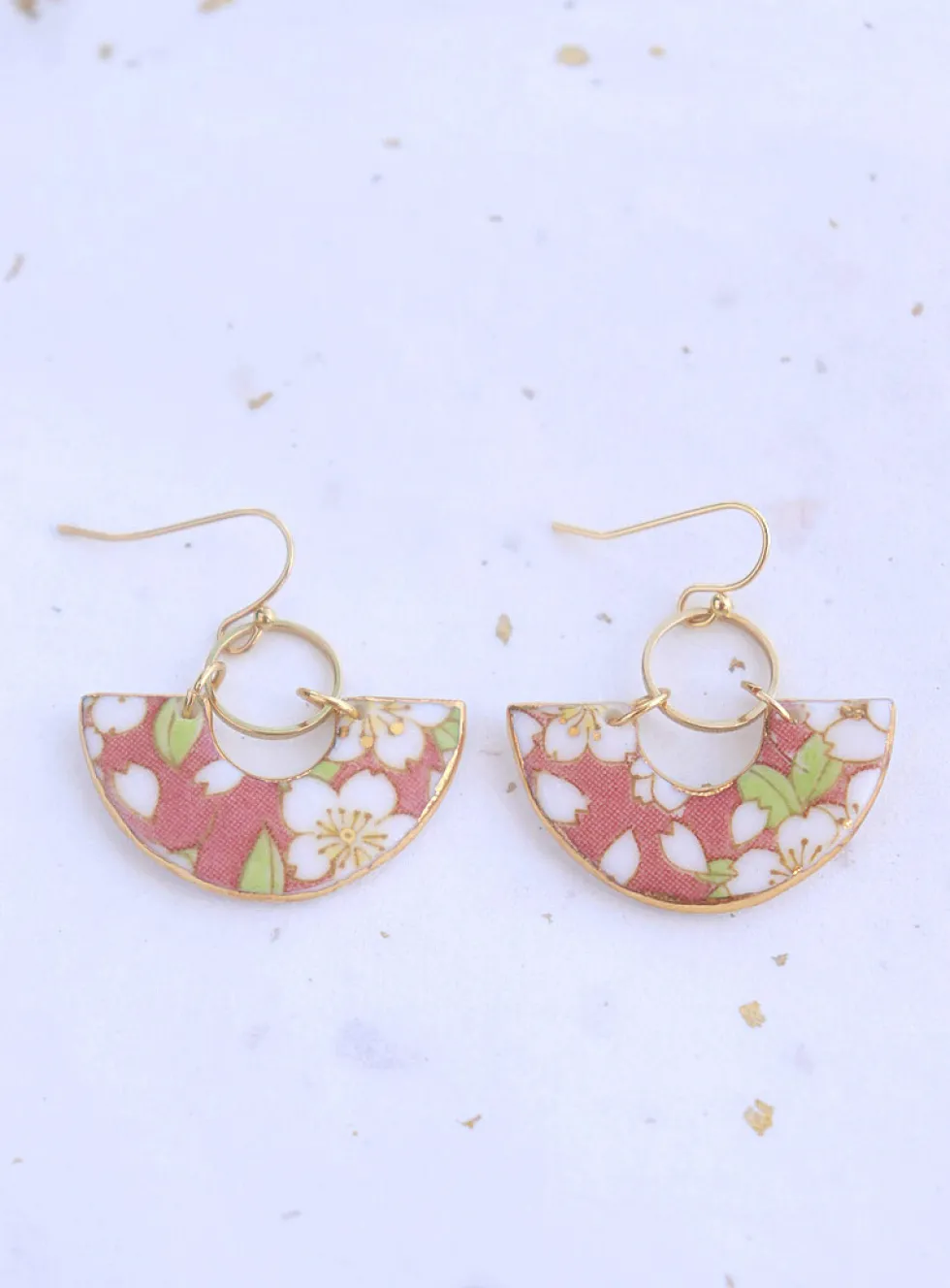 Umehana porcelain fan earrings