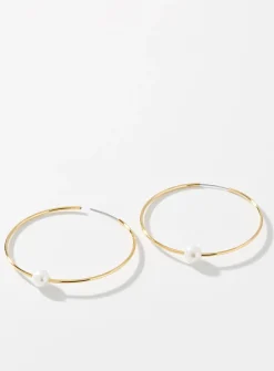 Unique large pearl hoops