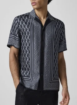 V Greca silky cabana shirt