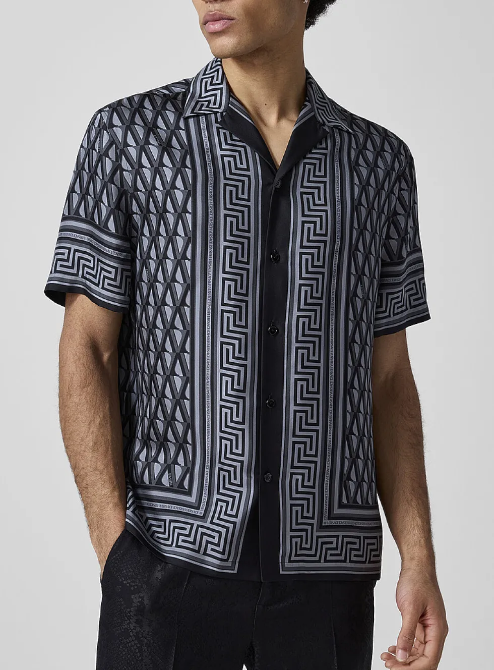 V Greca silky cabana shirt