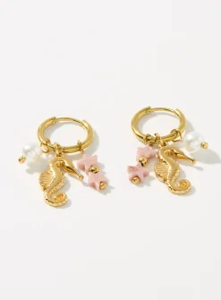 Vacation charm hoops