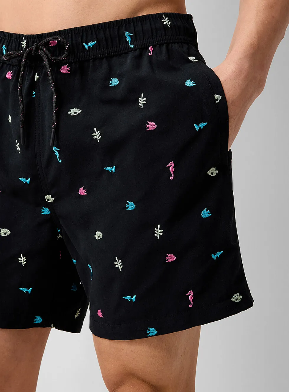 Vacation embroidery swim short