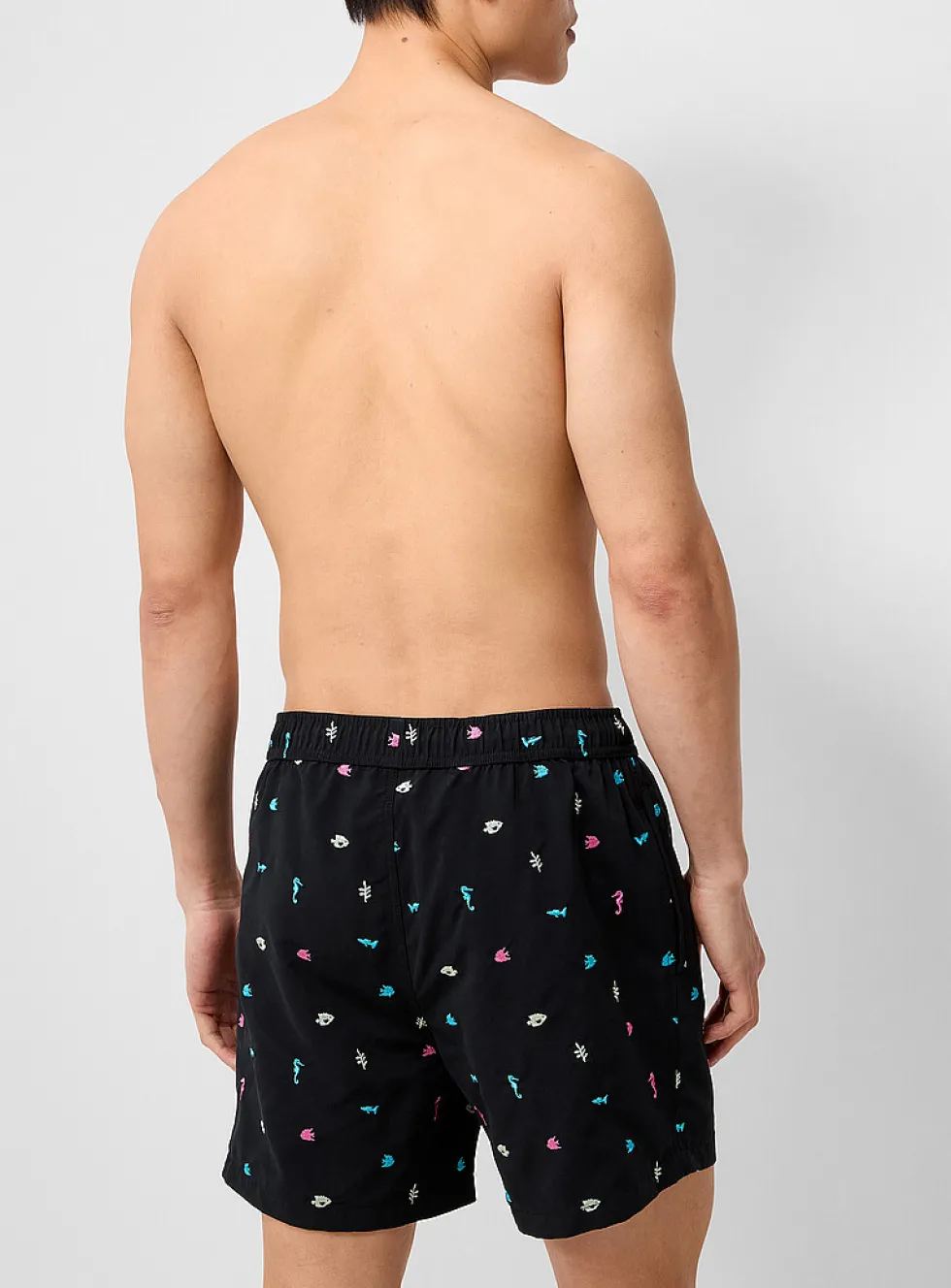 Vacation embroidery swim short