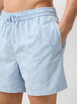 Vacation embroidery swim short