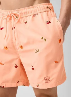 Vacation embroidery swim short