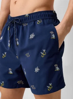 Vacation embroidery swim short