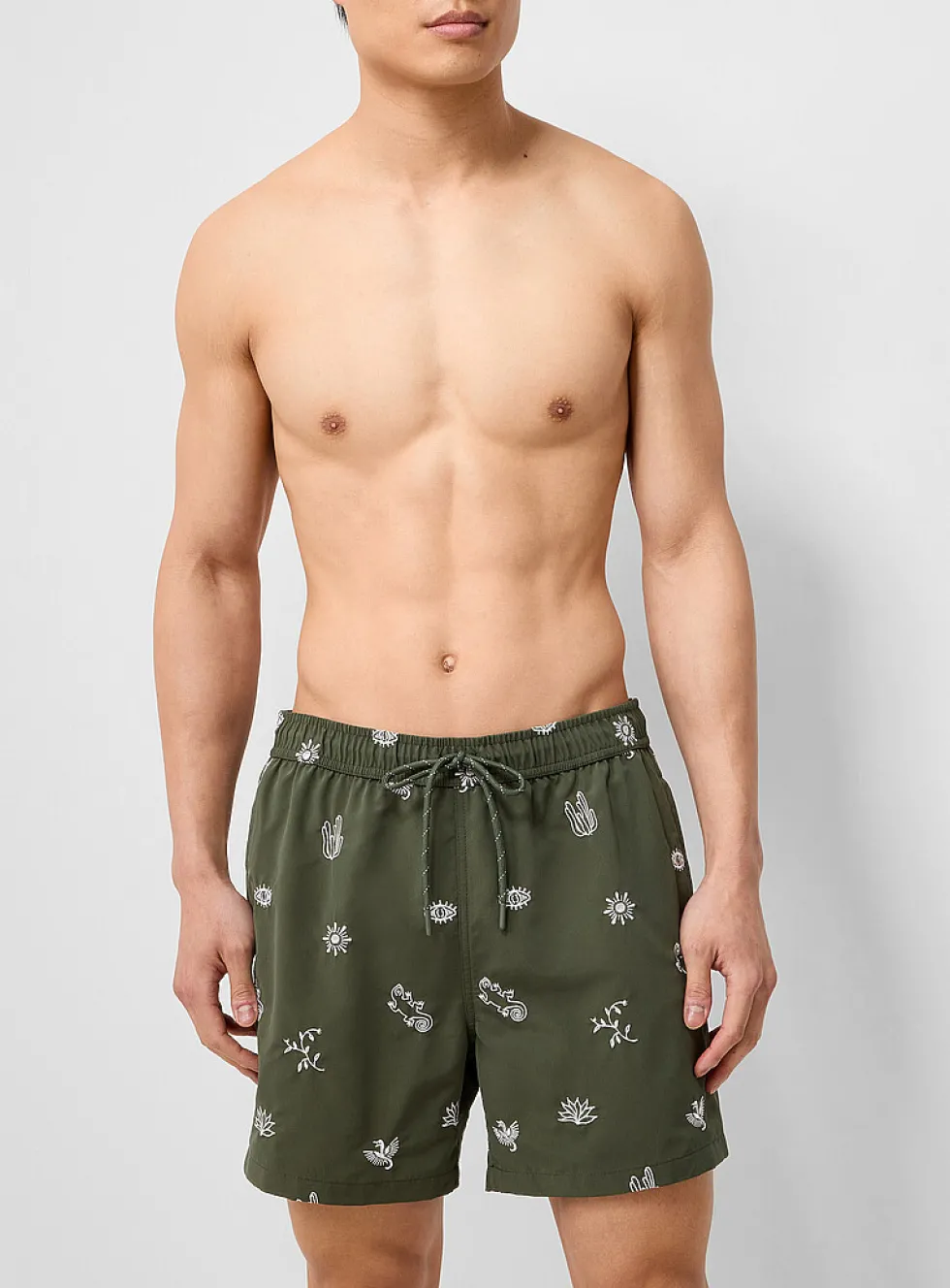 Vacation embroidery swim short