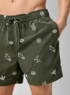 Vacation embroidery swim short