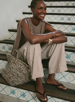 Vanilla crocheted raffia tote bag