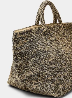 Vanilla crocheted raffia tote bag