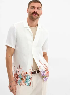 Vega coral pure linen shirt