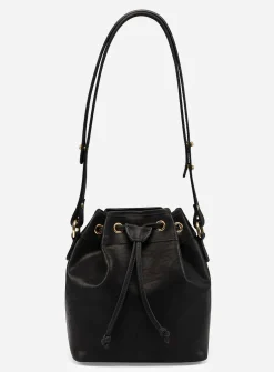 Vegetable-tanned leather bucket bag