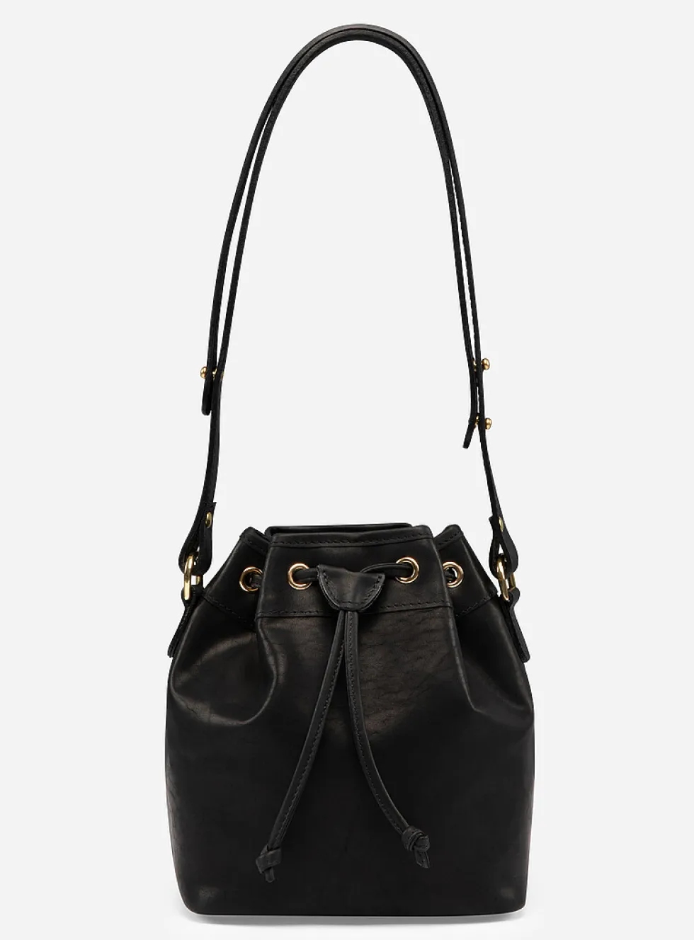 Vegetable-tanned leather bucket bag