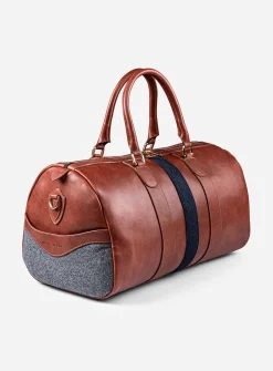 Vegetable-tanned leather duffle bag