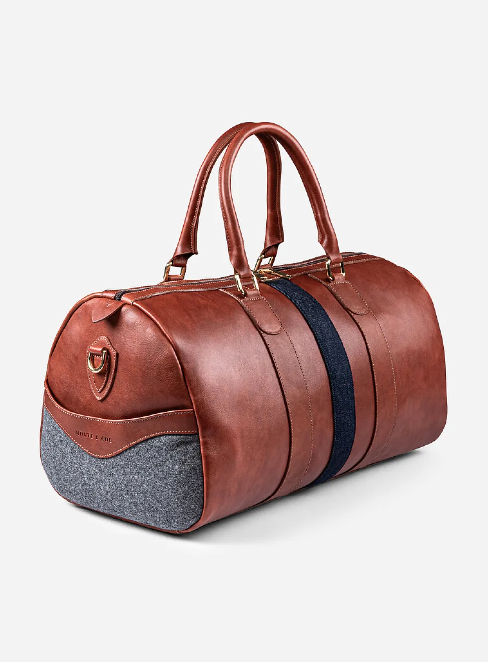 Vegetable-tanned leather duffle bag