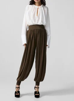 Velvety draped jersey balloon pants