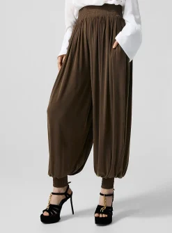 Velvety draped jersey balloon pants