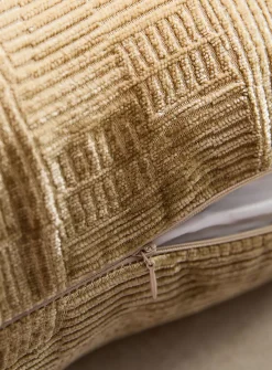 Velvety geometric stripes removable cover cushion