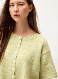 Velvety knit cropped cardigan