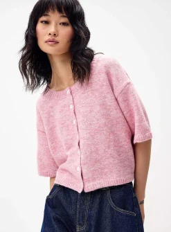 Velvety knit cropped cardigan