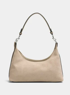Velvety minimalist shoulder bag