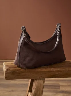 Velvety minimalist shoulder bag