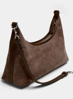 Velvety minimalist shoulder bag