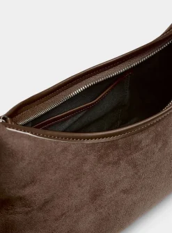 Velvety minimalist shoulder bag