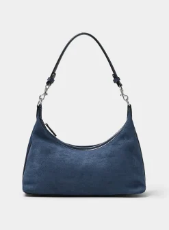 Velvety minimalist shoulder bag