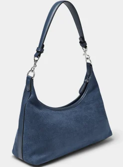 Velvety minimalist shoulder bag